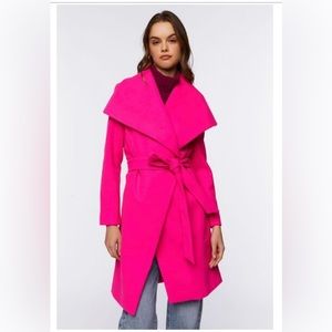 NWT Forever 21 Belted Duster Coat in hot pink